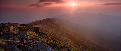 Východ slunce na Babí hoře - Babia hora / Babia Góra zvaná též Diablak